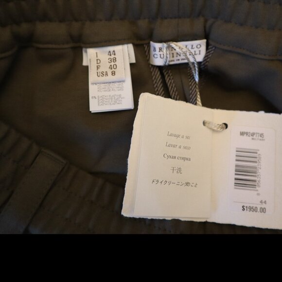 Brunello Cucinelli Pants Military Green Relax Pull On Style Size 8 New Tag $1950 - Picture 8 of 10